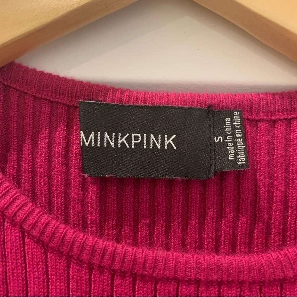 MINKPINK Fuschia Fitted Knit Cropped Tank - Picture 5 of 6